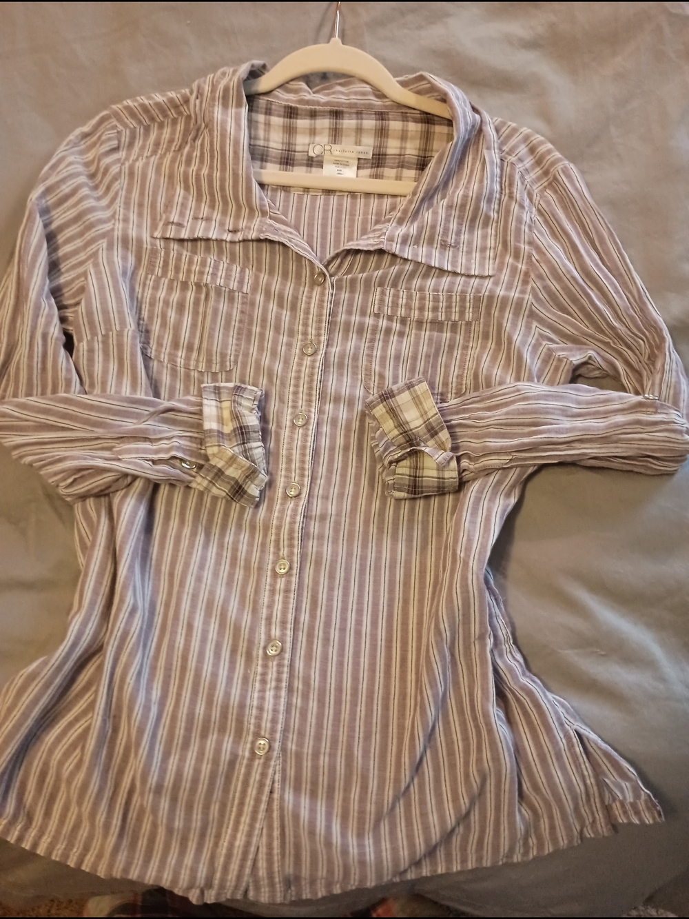 Charlotte Russe Lavender Striped Button-Down Shirt